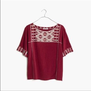 Madewell embroidered top - like new!